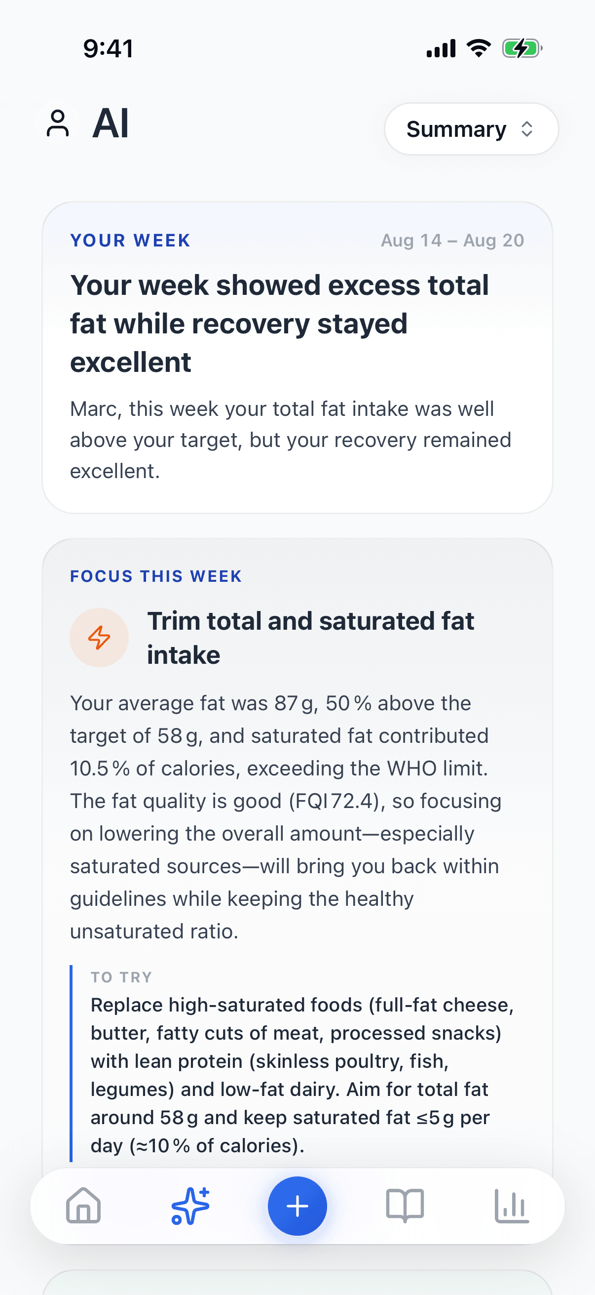 Screenshot — AI insights