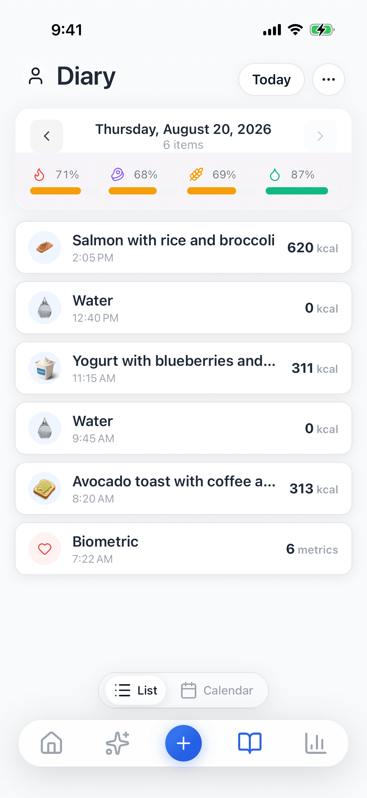Screenshot — Diary