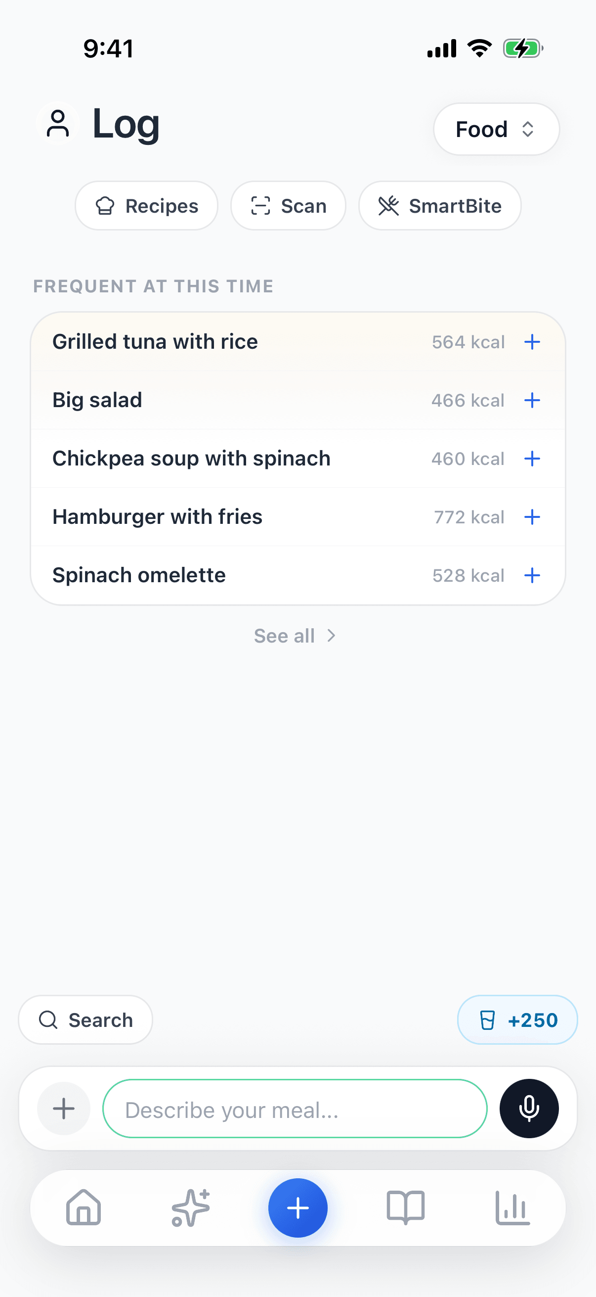 Screenshot — Meal logging
