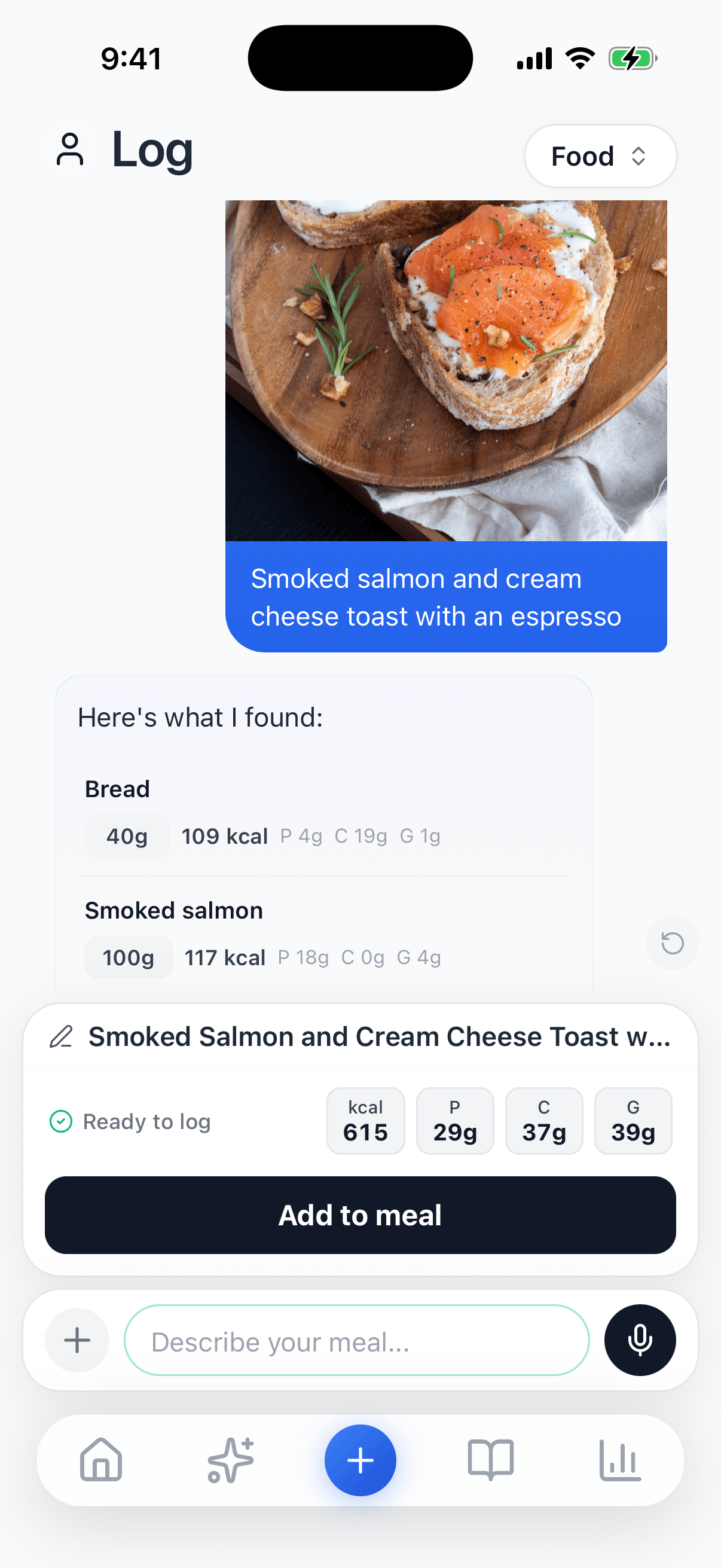 Screenshot — AI photo meal analysis