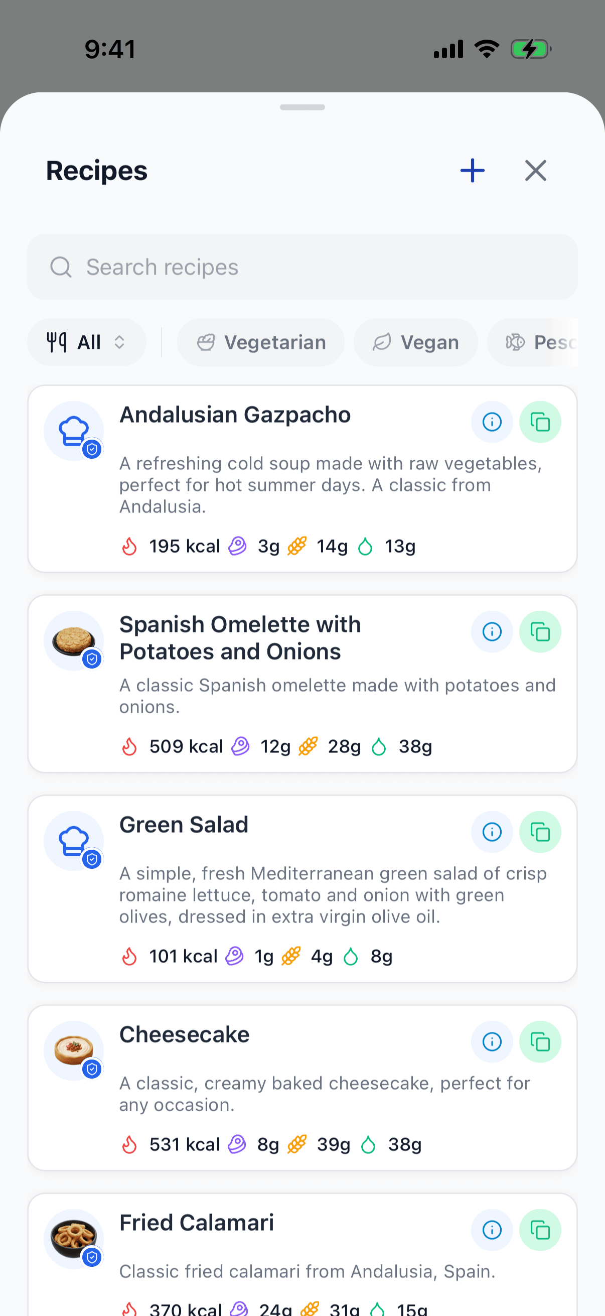 Screenshot — Recipe library