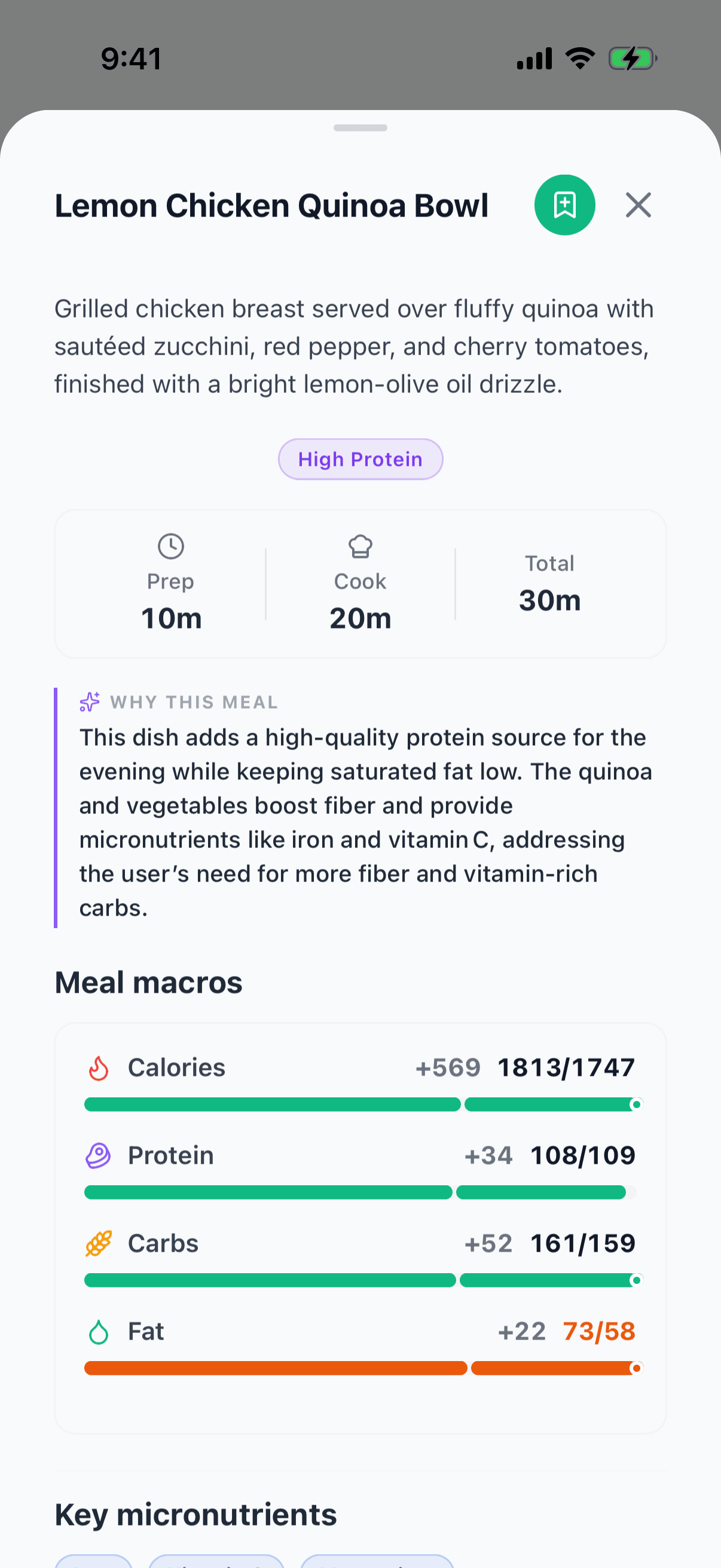 Screenshot — Meal suggestion detail