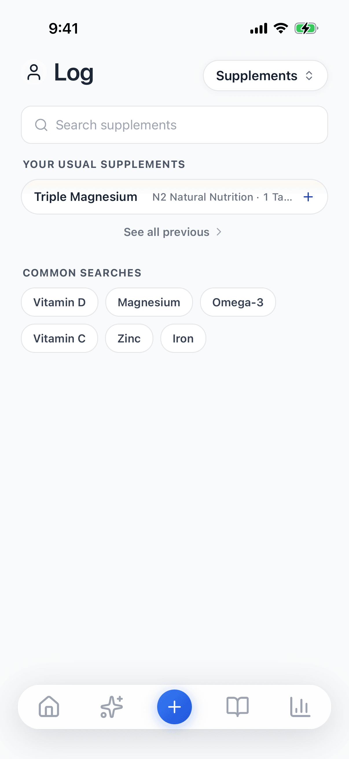 Screenshot — Supplement log