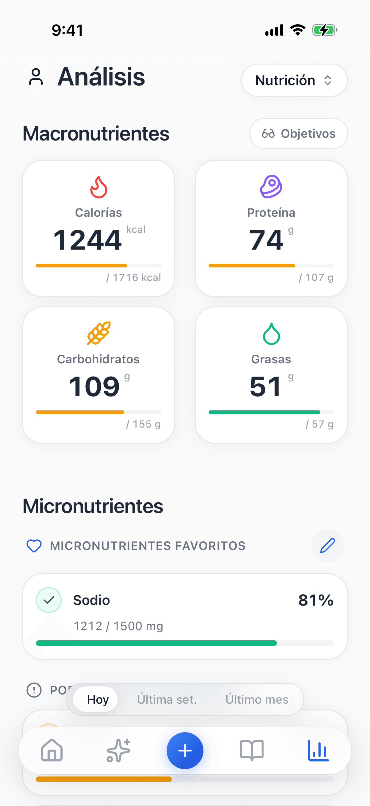 Captura — Análisis de nutrición