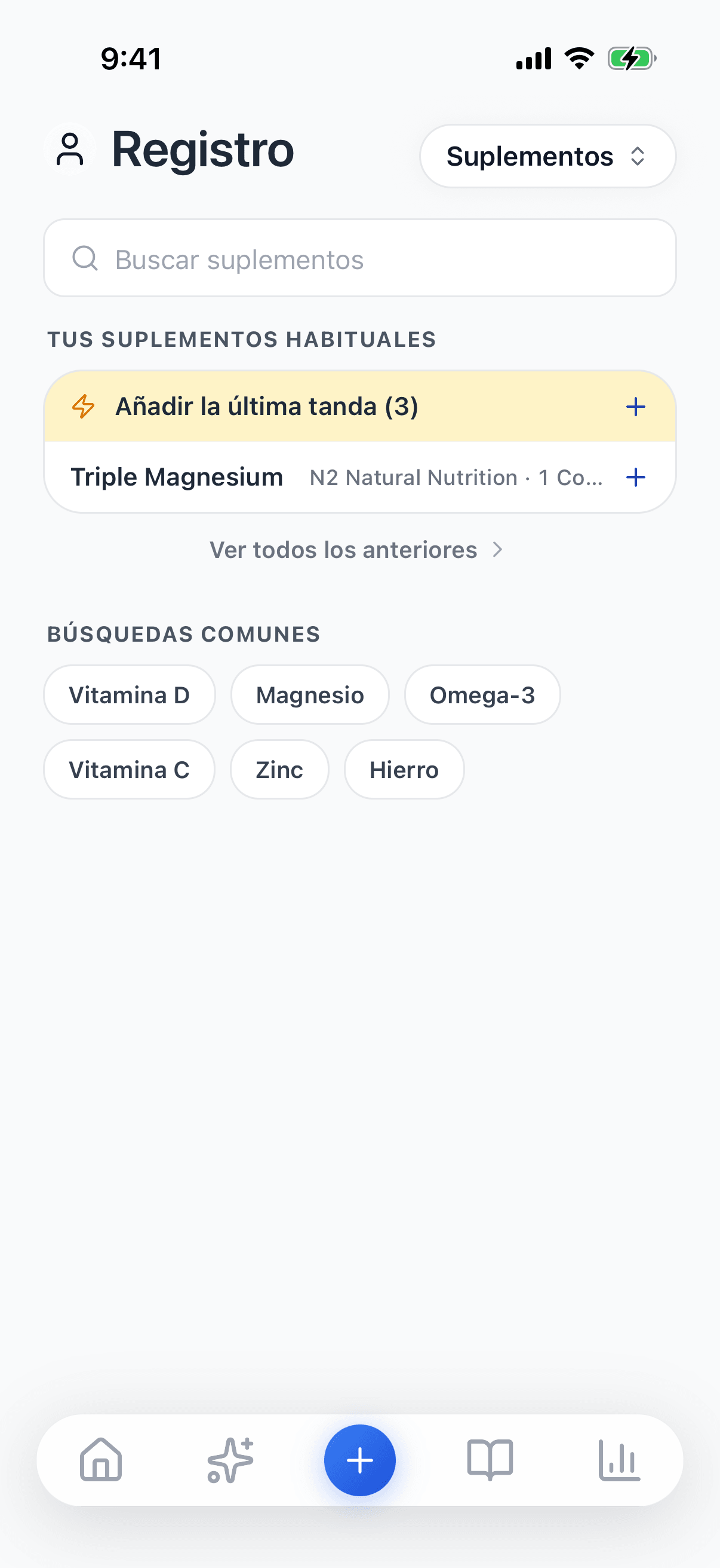 Captura — Registro de suplementos