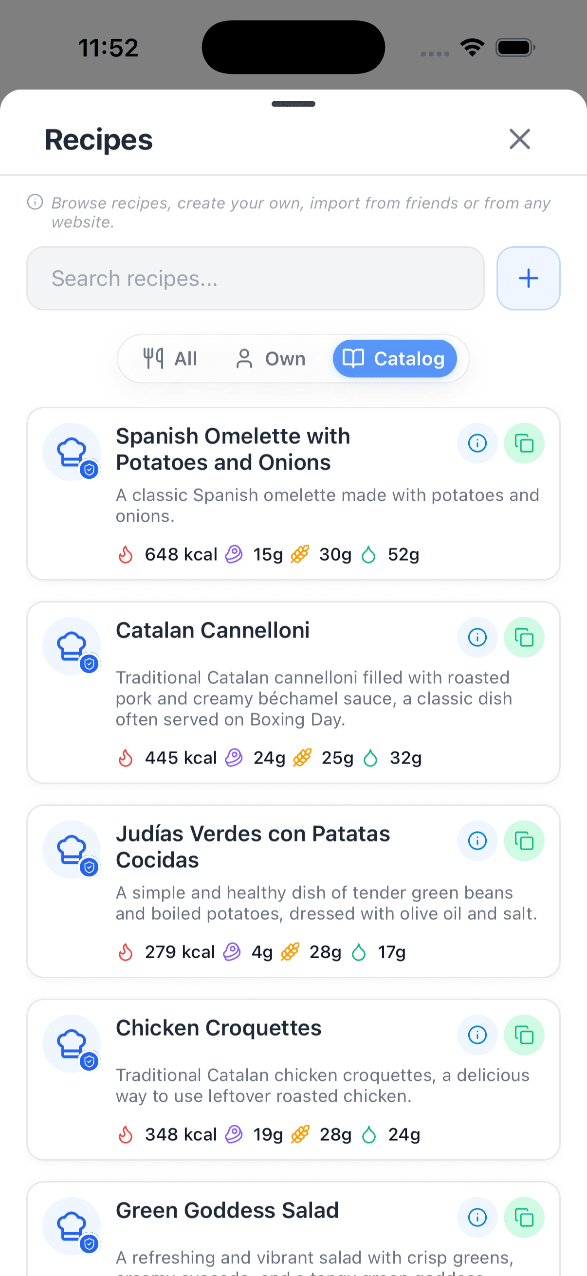 Screenshot — Recipes